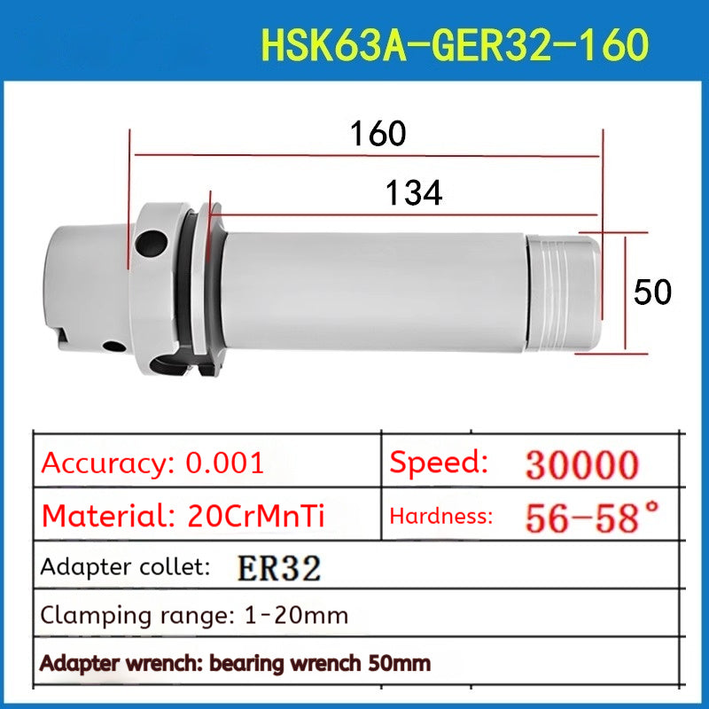 10012 HSK63A high speed tool holder CNC machining center CNC tool holder HSK GER16 20 25 32 high precision tool holder Shandong Denso Pricision Tools Co.,Ltd.